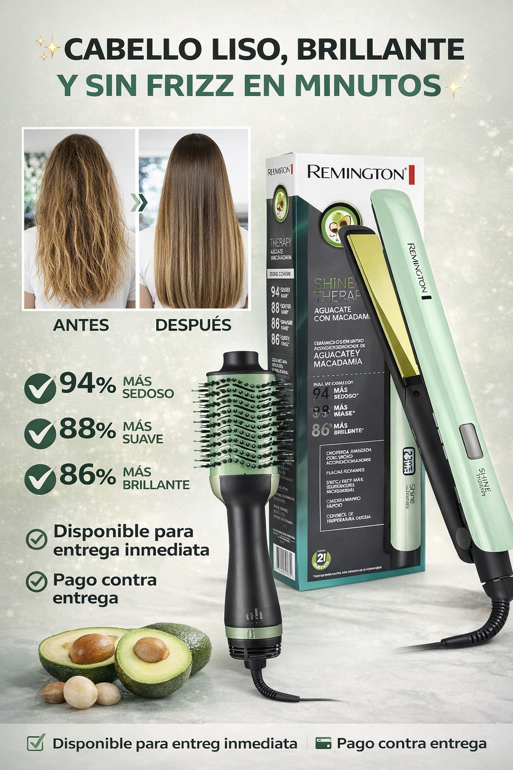 Remington GRAN COMBO Plancha+Cepillo aguacate